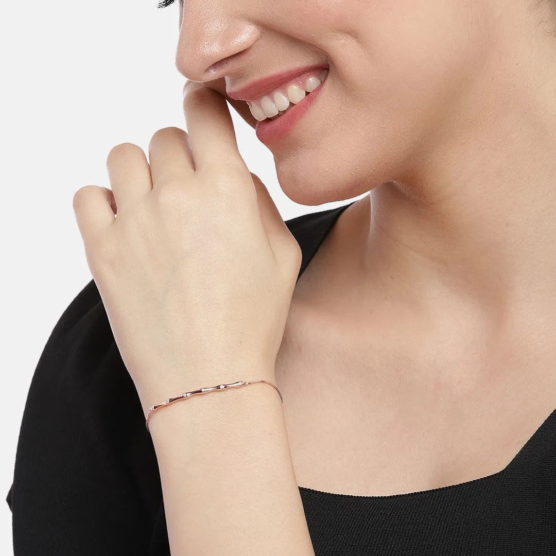 Elegant Bamboo 925 Silver Bracelet - Valentines Edition with Gift Box