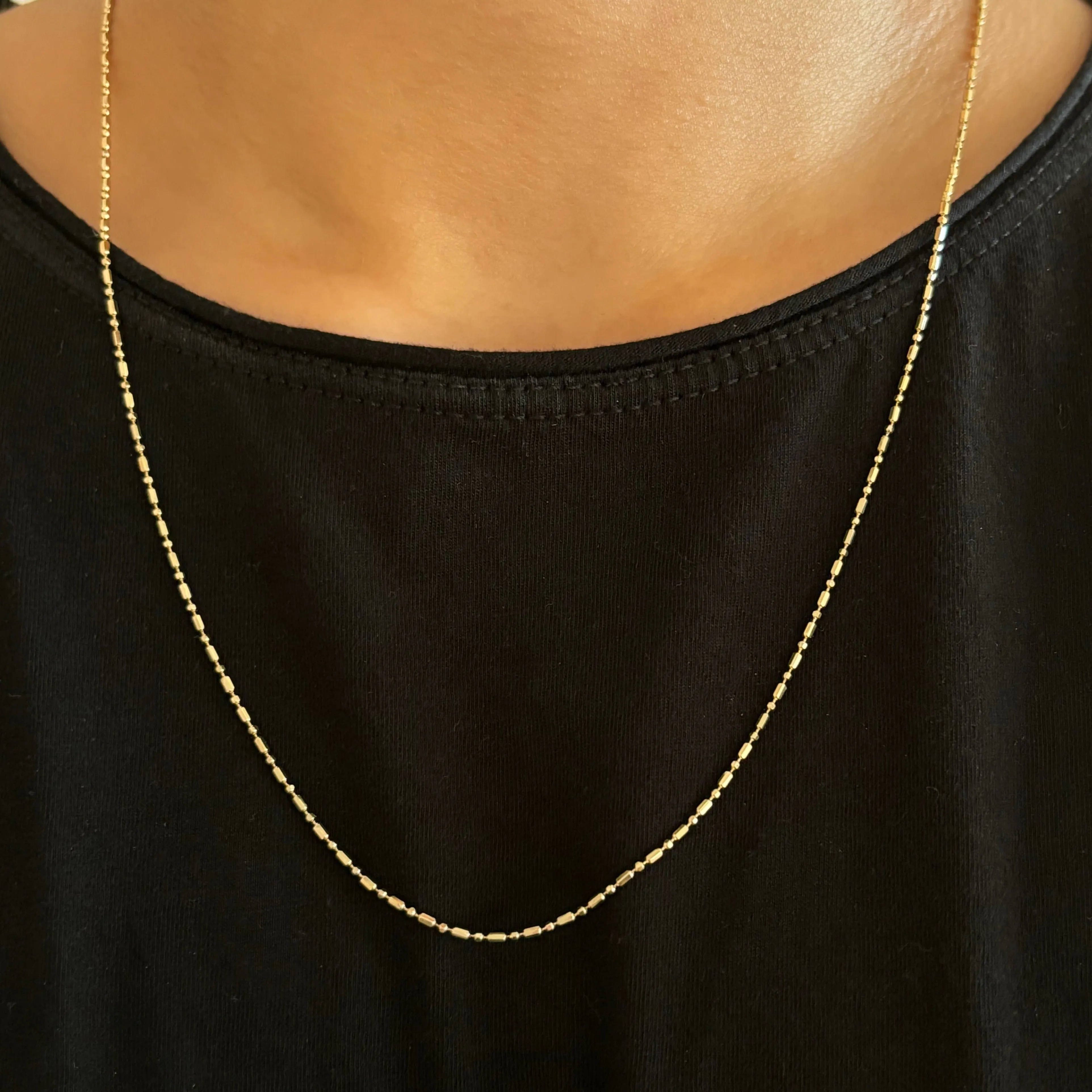 Everyday Bar and Bead Chain Necklace / Bracelet, Solid 14k Gold