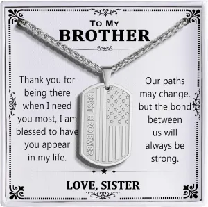 Father??s Day To My Dad Son Brother Husband Boyfriend Grandson Grandpa 24IN Dog Tag Necklace American Flag Pendant Chain Christmas Valentine??s Jewelry Gifts for Men Boys