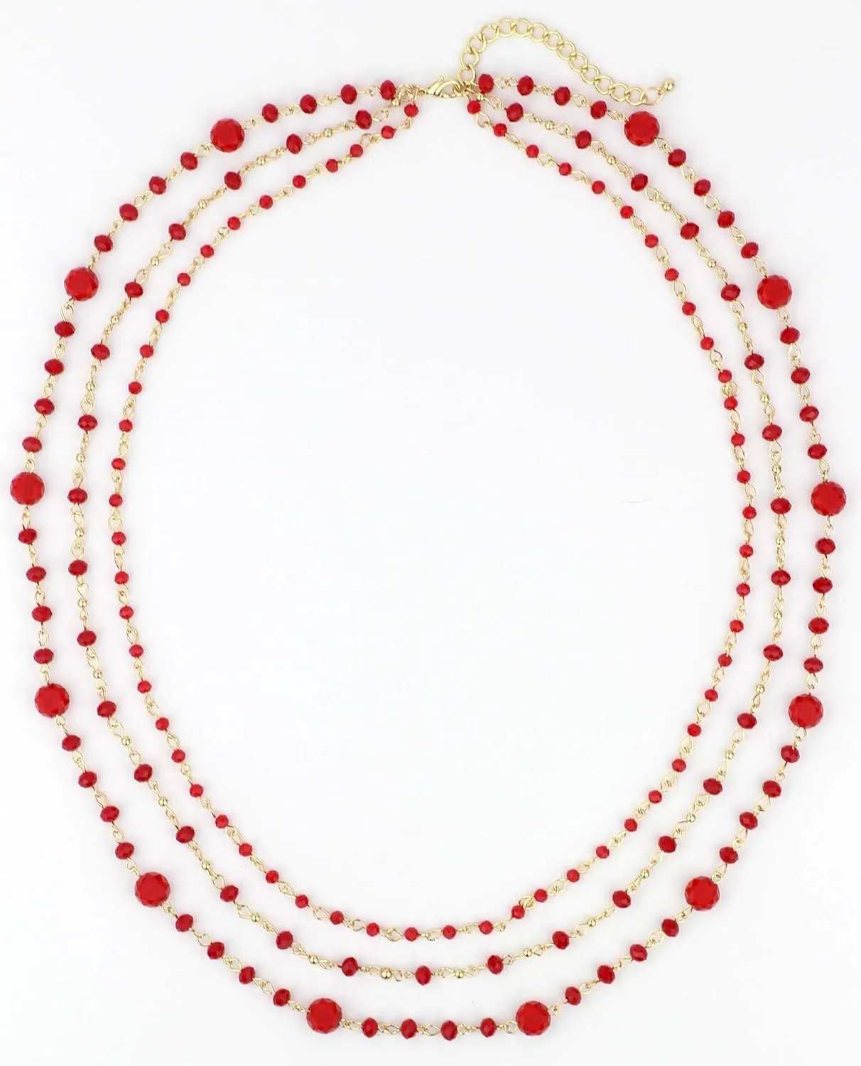 Firstmeet Long Chain Multi Layer Fashion Glass Beads Handmade Necklace for Women