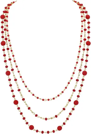 Firstmeet Long Chain Multi Layer Fashion Glass Beads Handmade Necklace for Women
