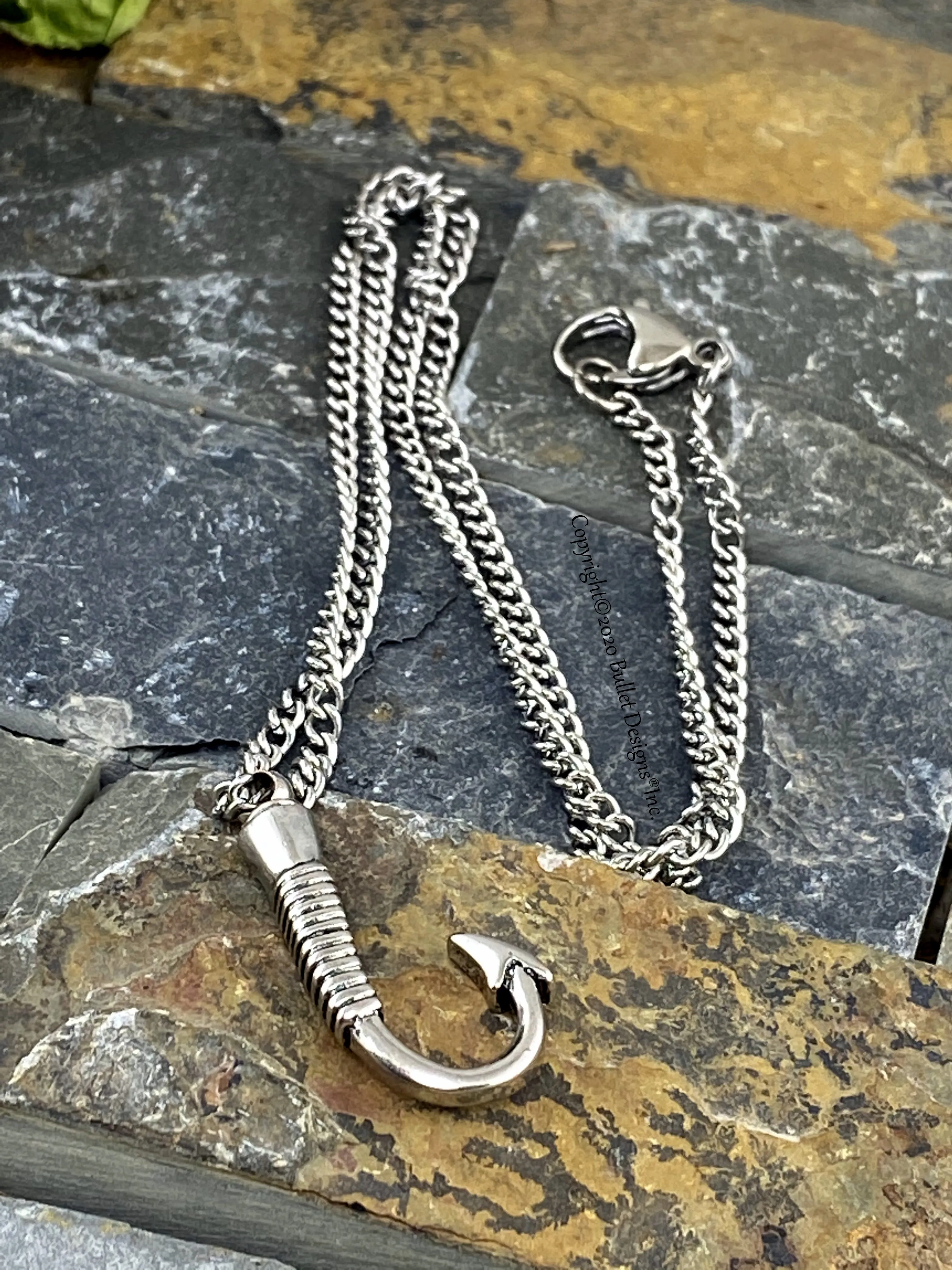Fish Hook Urn Necklace, Cremation Necklace, Stainless Steel, Ash Necklace