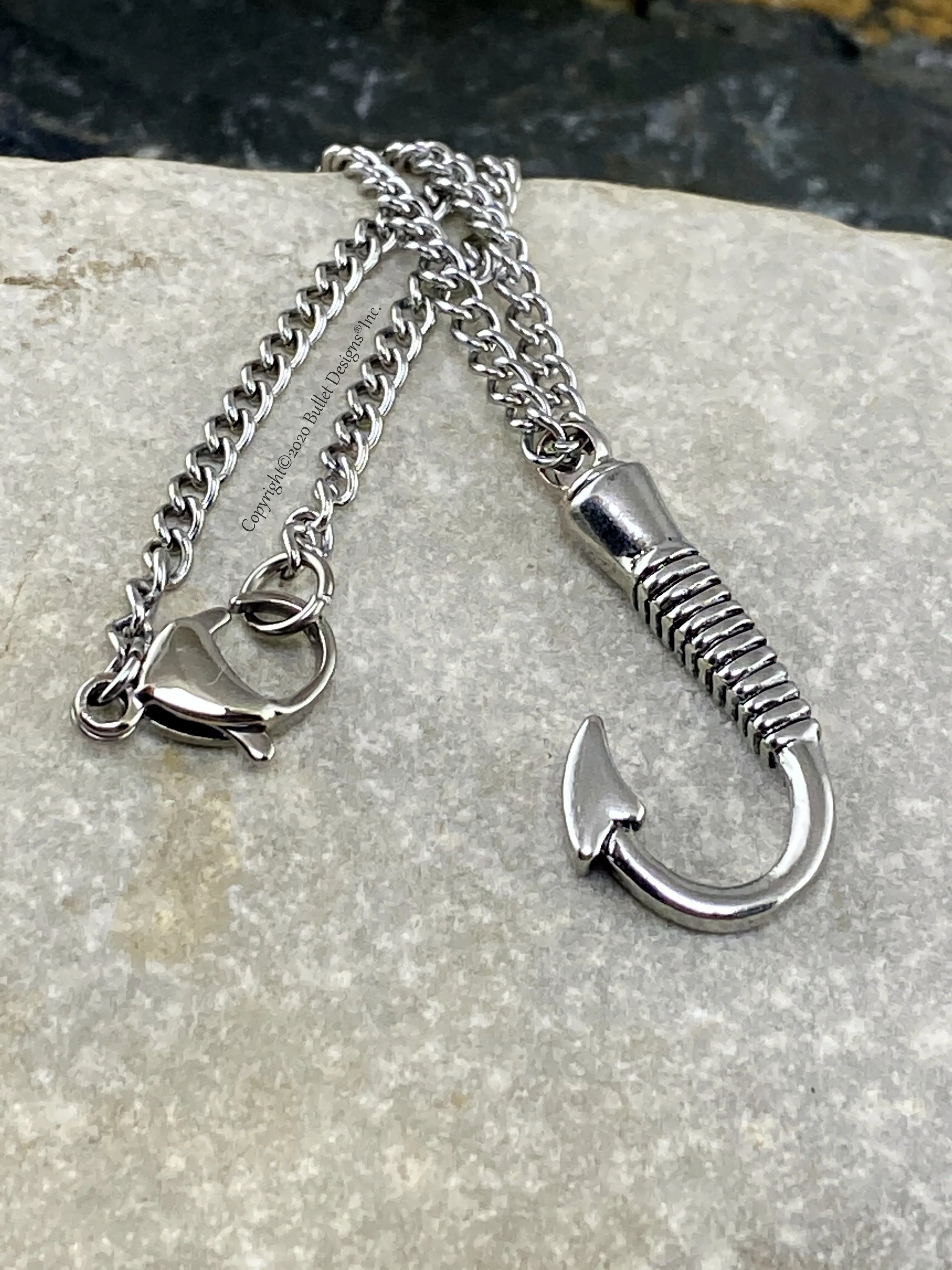 Fish Hook Urn Necklace, Cremation Necklace, Stainless Steel, Ash Necklace