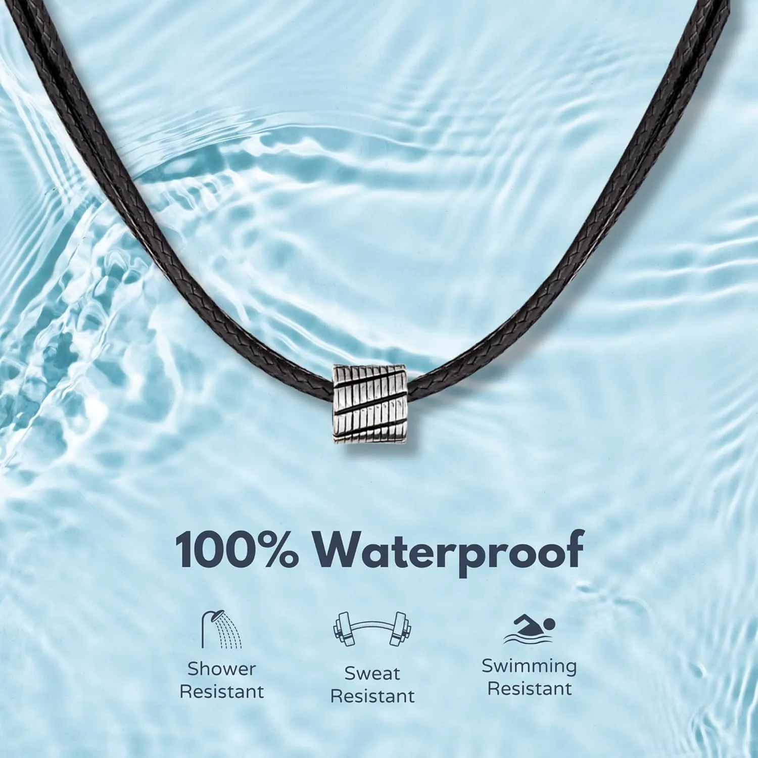 Galis Choker Necklace for Men - Black Leather Cord with Small Stainless Steel Bead Pendant, Stylish Mens Jewelry, Choker Surfer Necklaces, Gifts for Him - 17"