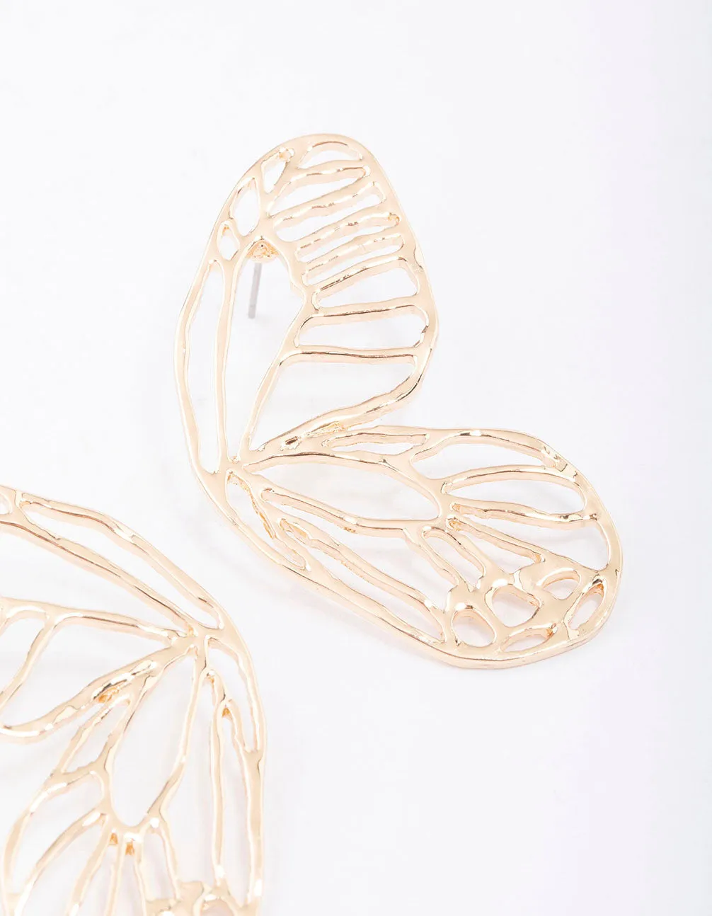 Gold Butterfly Wing Stud Earrings