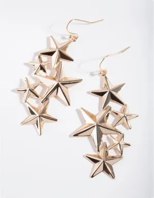 Gold Superstar Drop Earrings