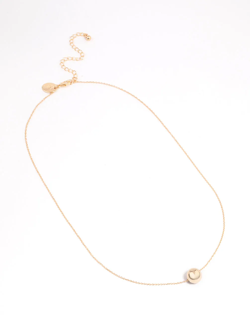 Gold Thin Chain Ball Pendant Necklace