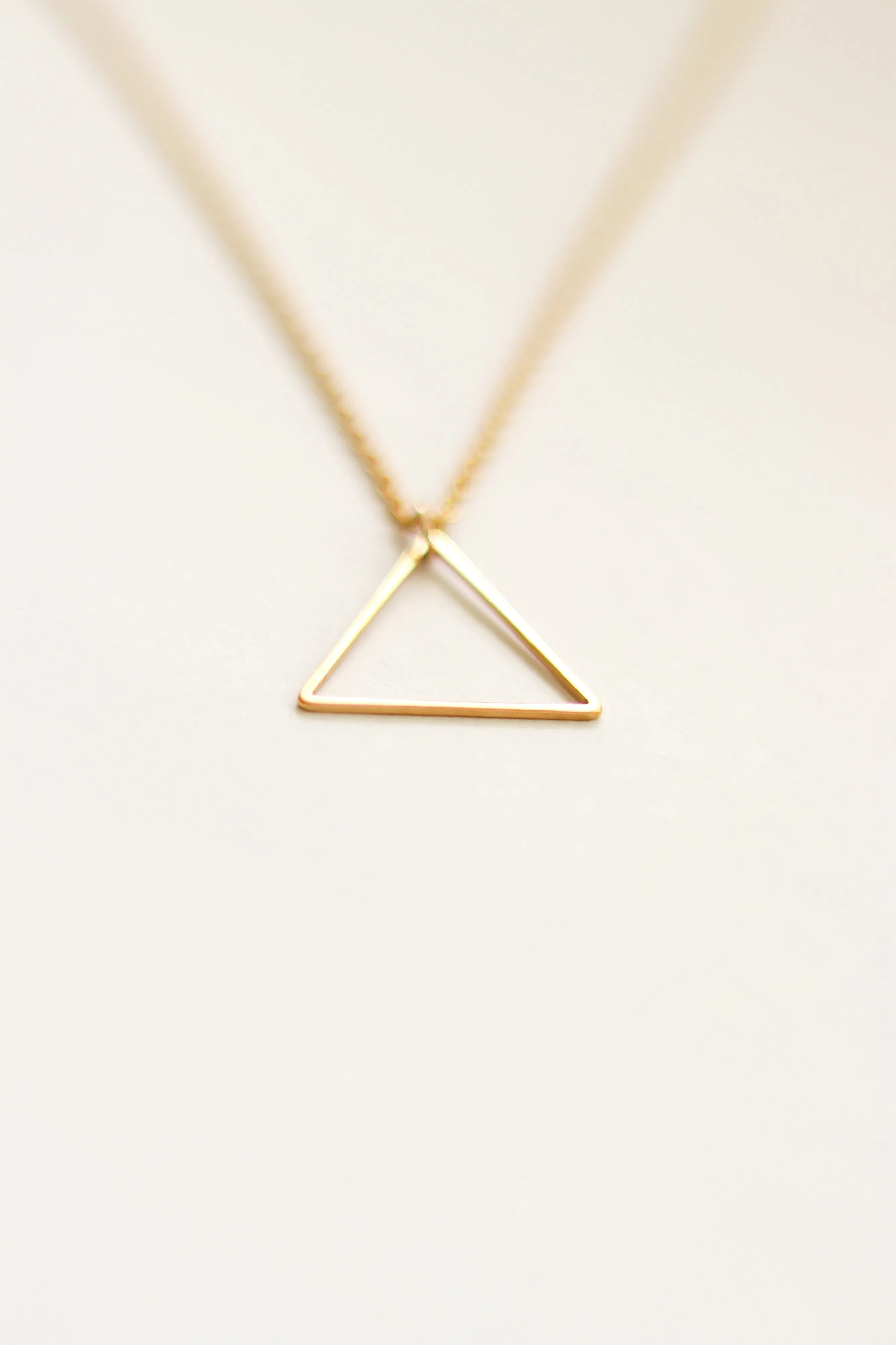 Gold tone triangle necklace for women, stainless steel chain necklace