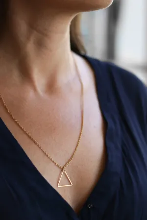 Gold tone triangle necklace for women, stainless steel chain necklace