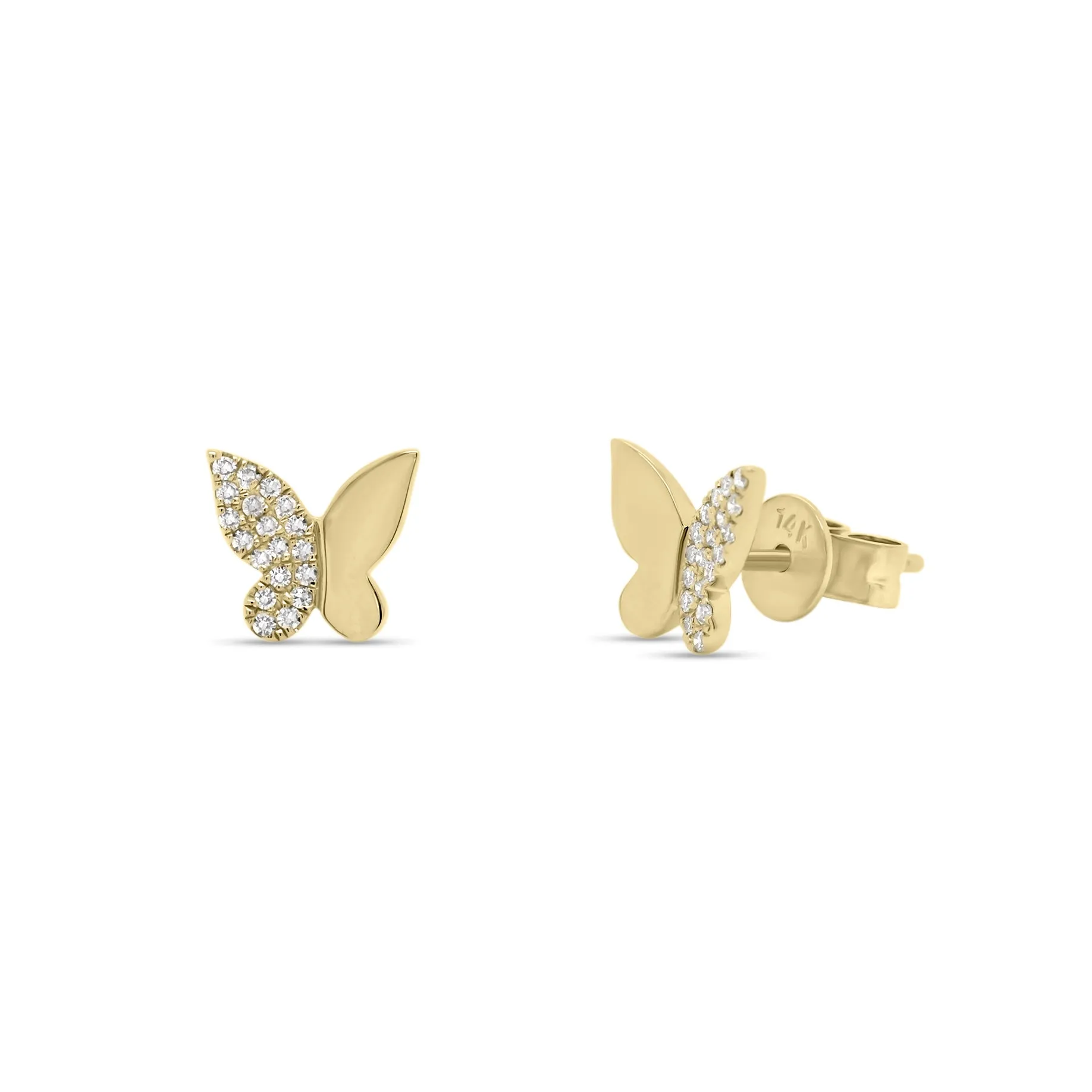 Half Diamond Butterfly Stud Earrings