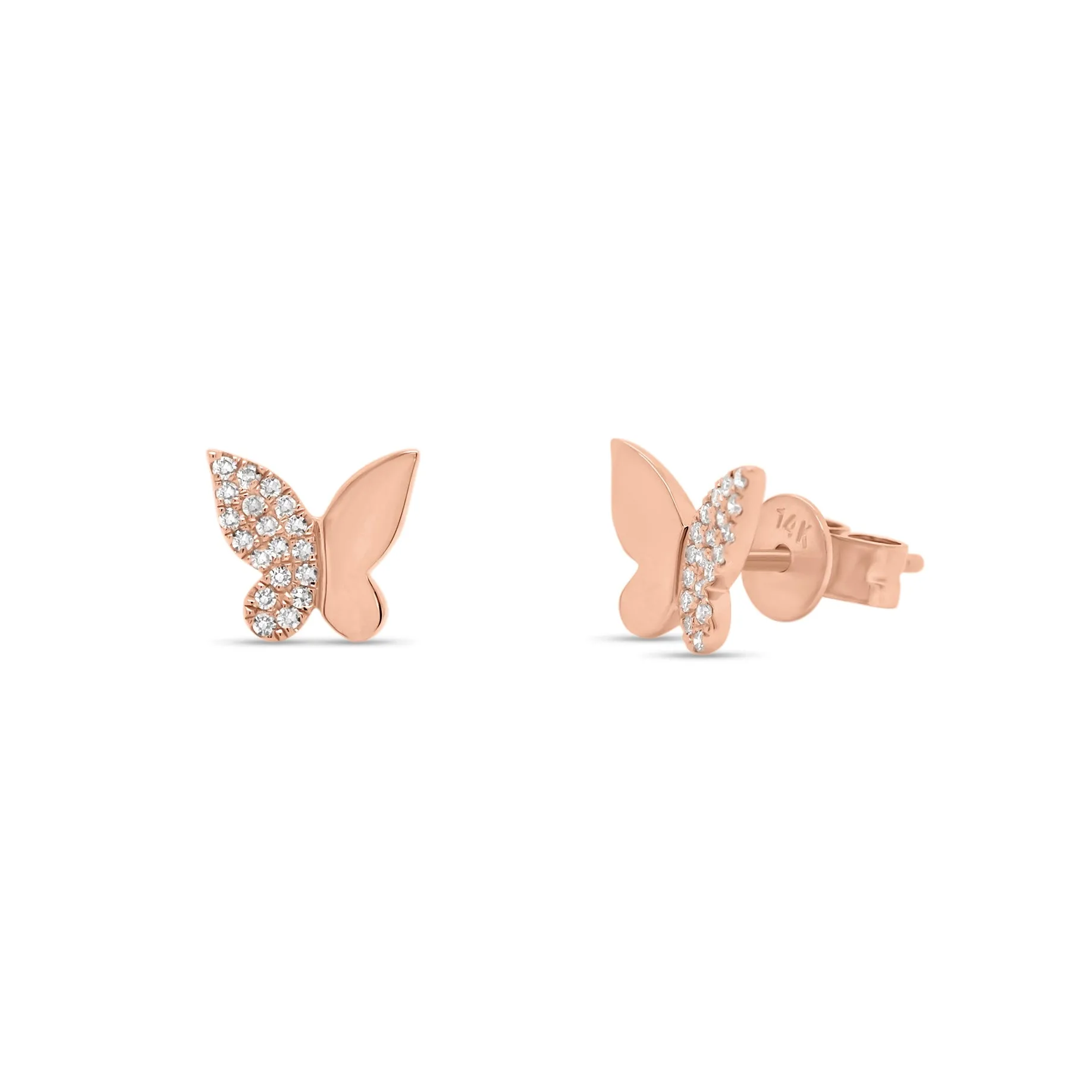 Half Diamond Butterfly Stud Earrings