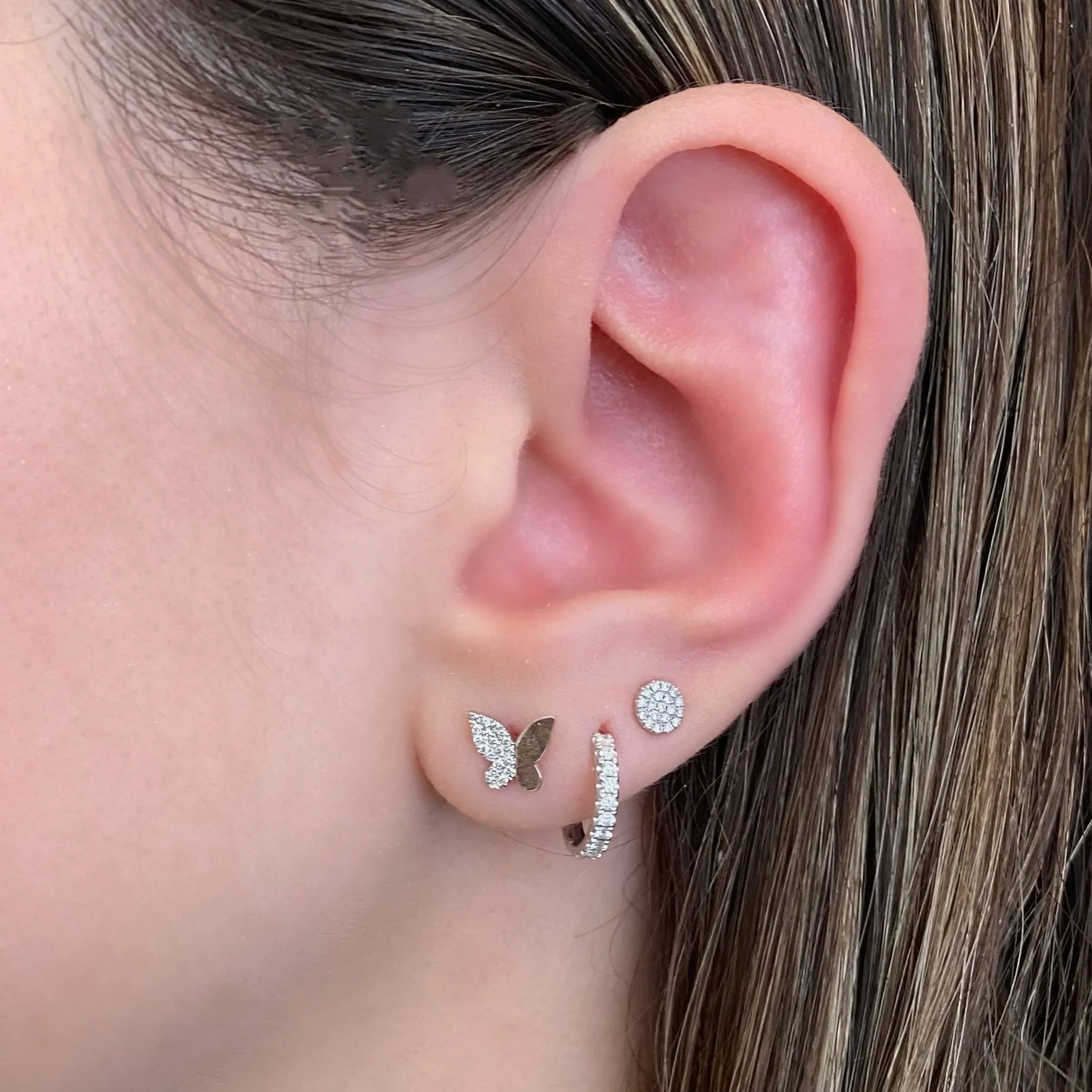 Half Diamond Butterfly Stud Earrings