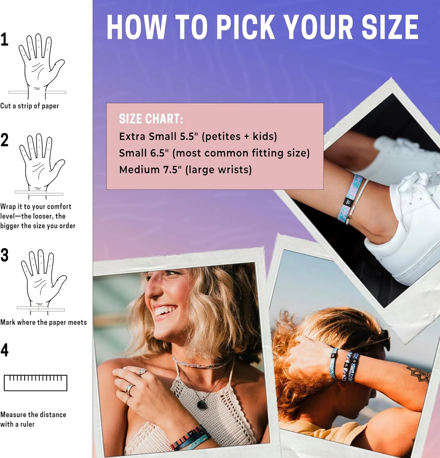 Hang Loose Bands Surfer Beach Bracelet for Men, Women & Teens - Comfy Summer Bracelets - Boho Reversible Wristband - Adjustable Festival Accessories & Friendship Jewelry Bracelet