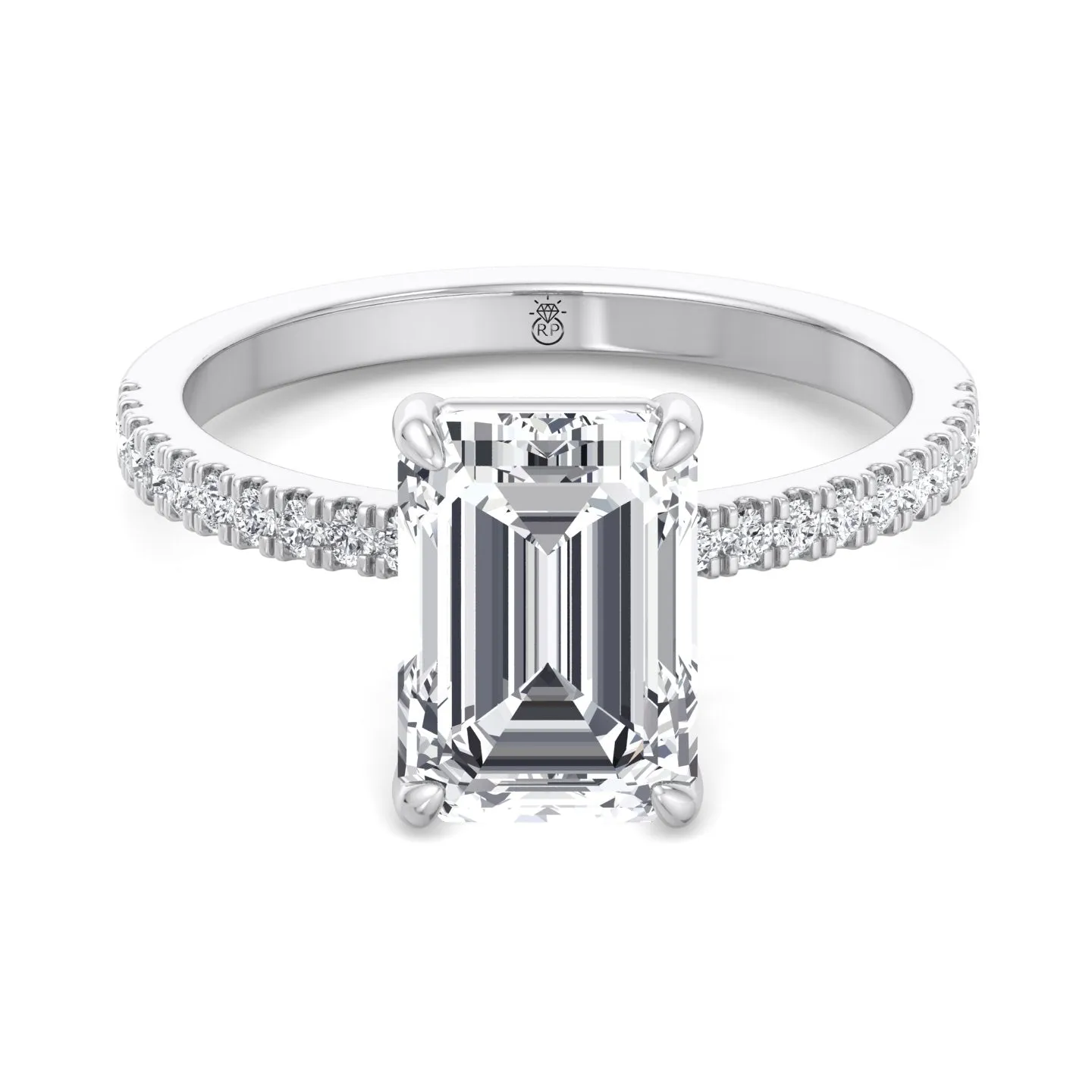 Ibiza - Thin Pave Emerald Cut Engagement Ring