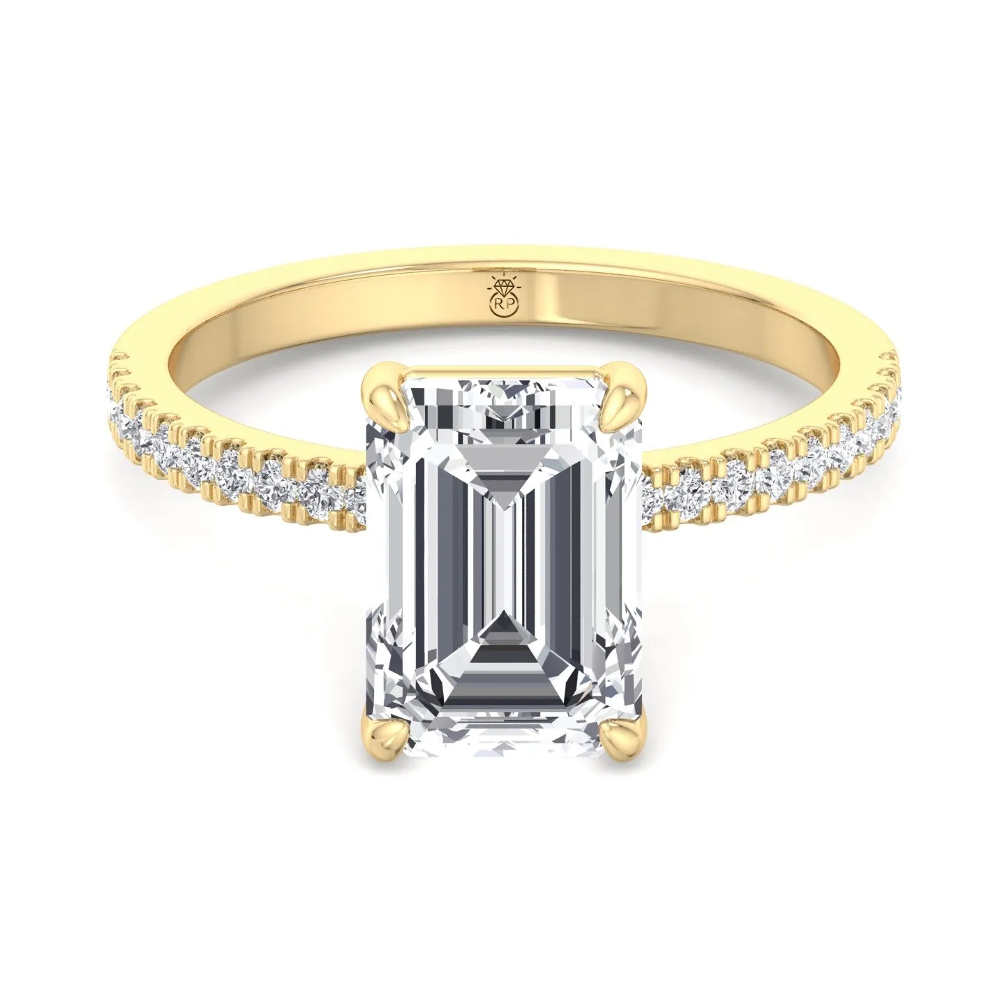Ibiza - Thin Pave Emerald Cut Engagement Ring