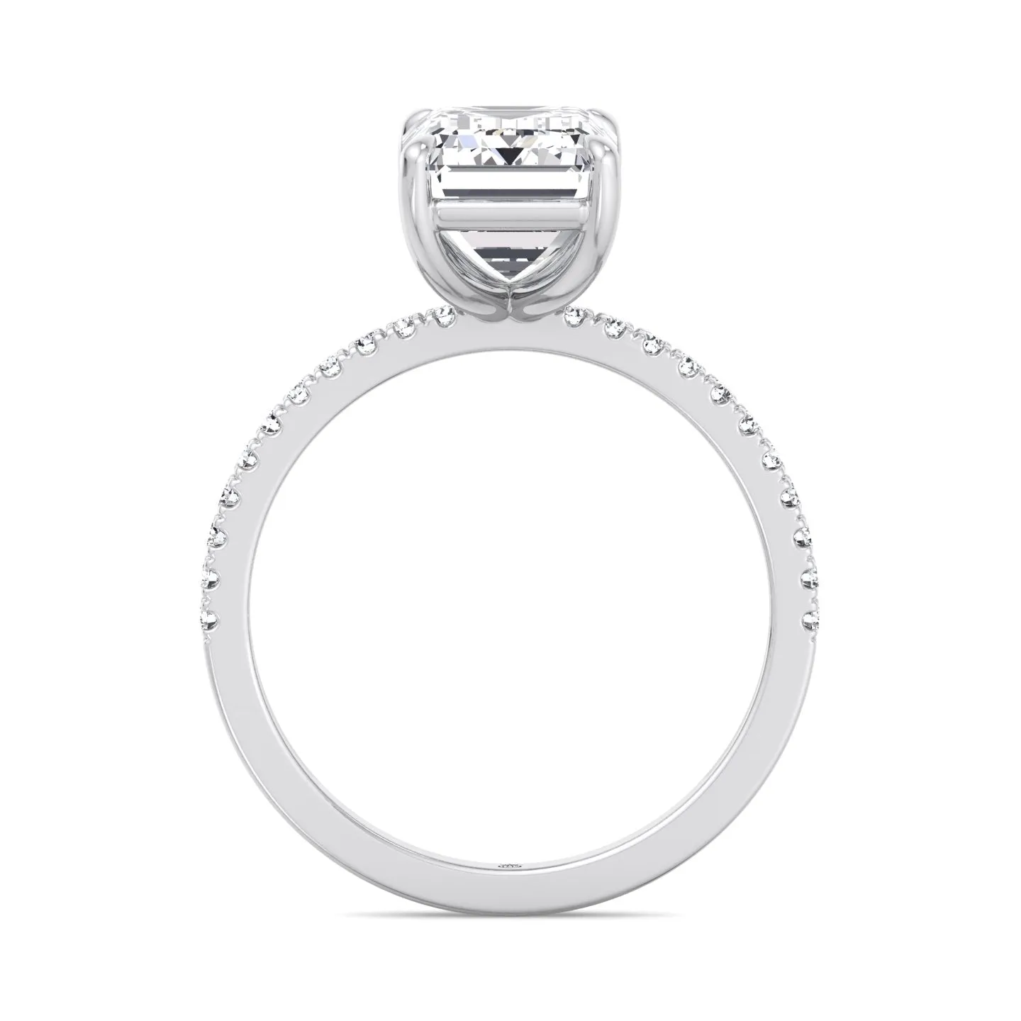 Ibiza - Thin Pave Emerald Cut Engagement Ring