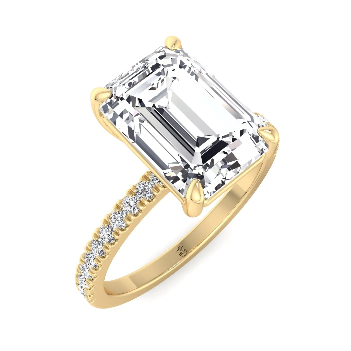 Ibiza - Thin Pave Emerald Cut Engagement Ring