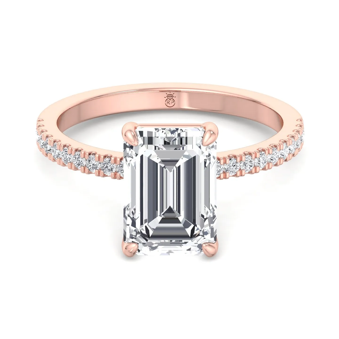 Ibiza - Thin Pave Emerald Cut Engagement Ring