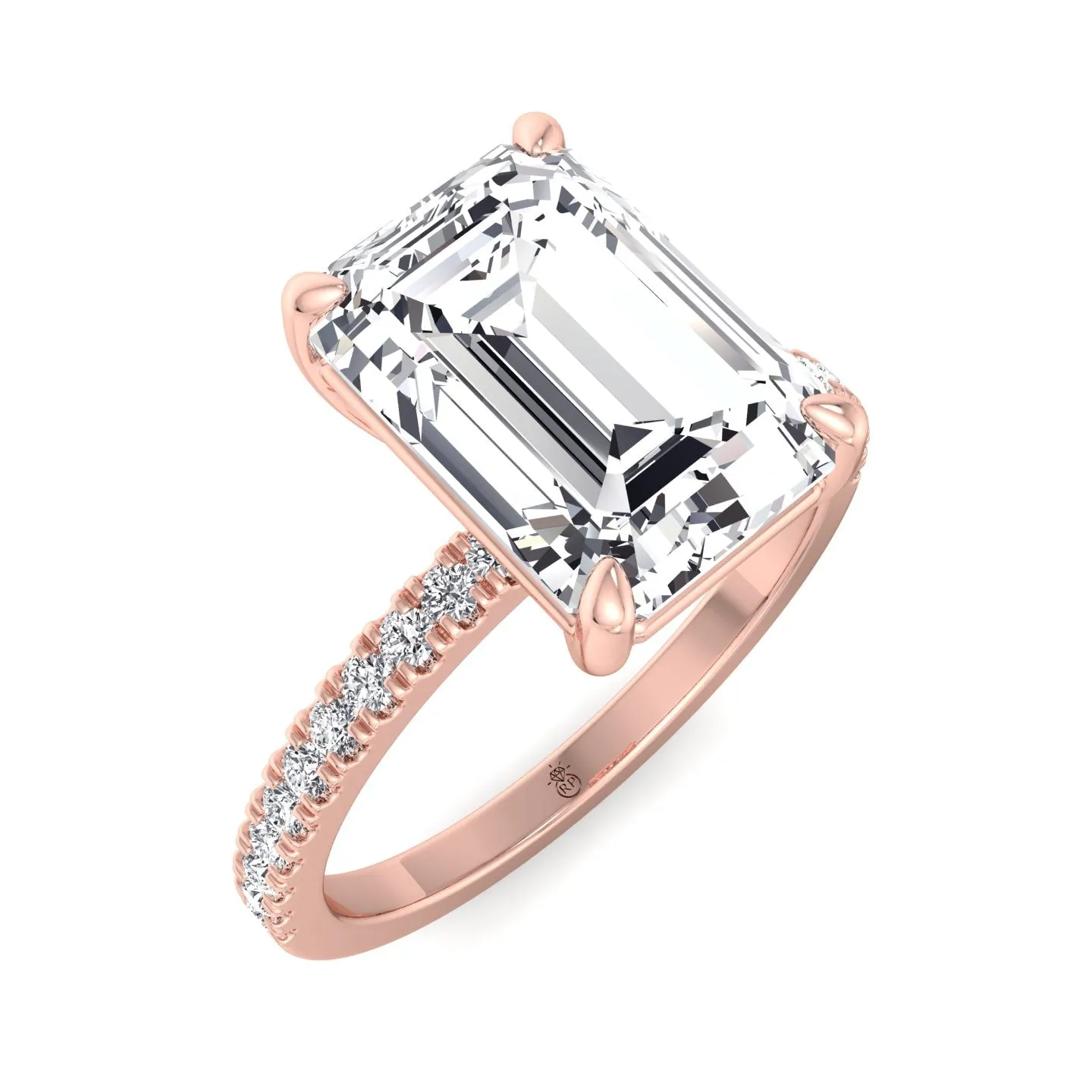 Ibiza - Thin Pave Emerald Cut Engagement Ring