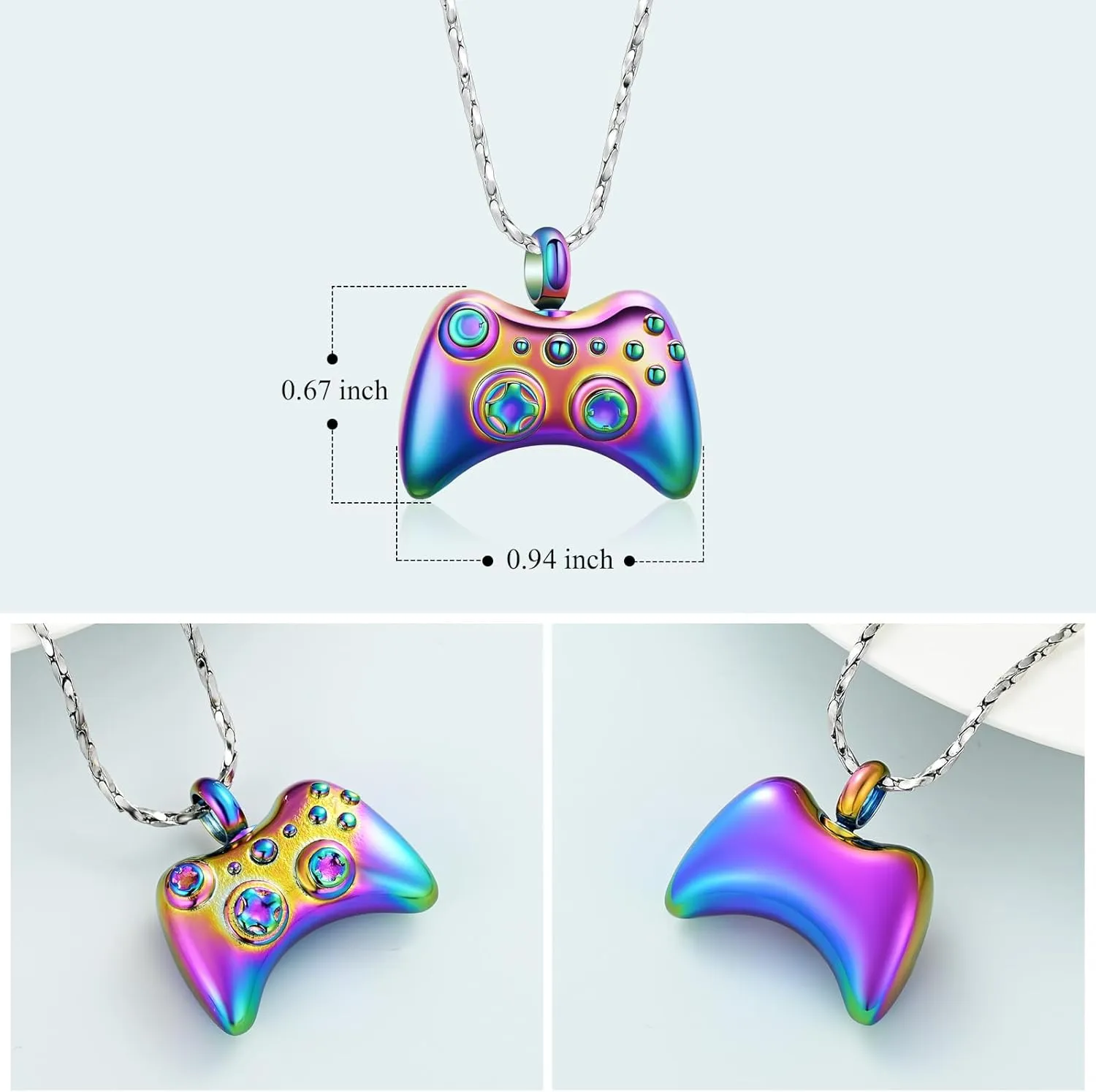 Imrsanl Game Controller Urn Necklace Pendant for Ashes Cremation Jewelry Hip Hop Necklace for Men Women