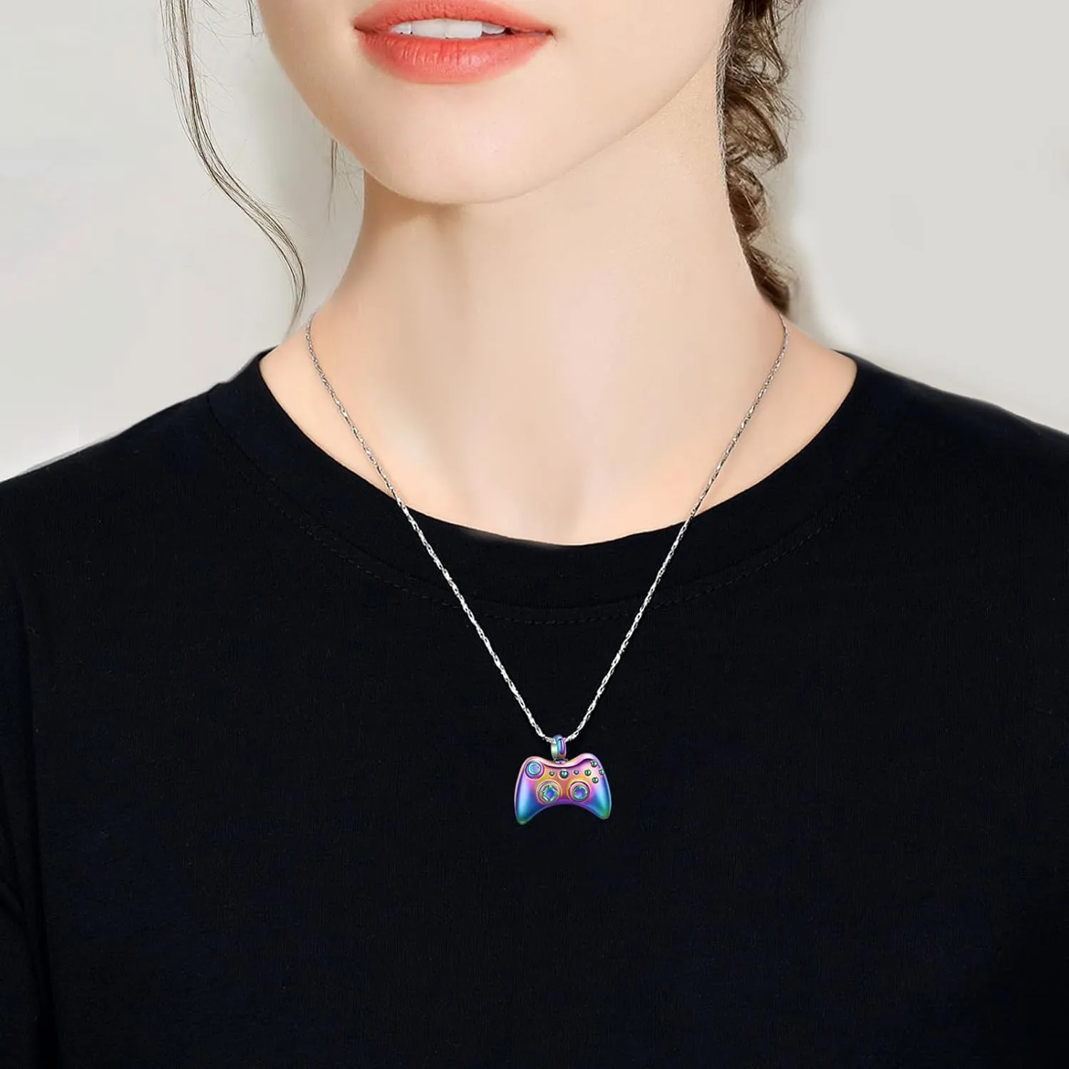 Imrsanl Game Controller Urn Necklace Pendant for Ashes Cremation Jewelry Hip Hop Necklace for Men Women
