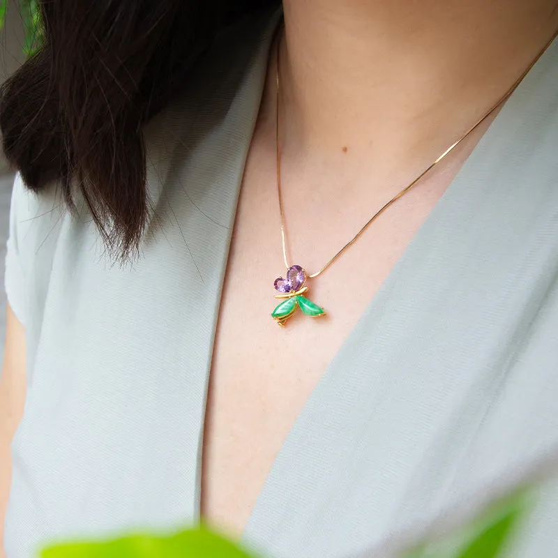 Jade & Amethyst Butterfly Brooch and Pendant