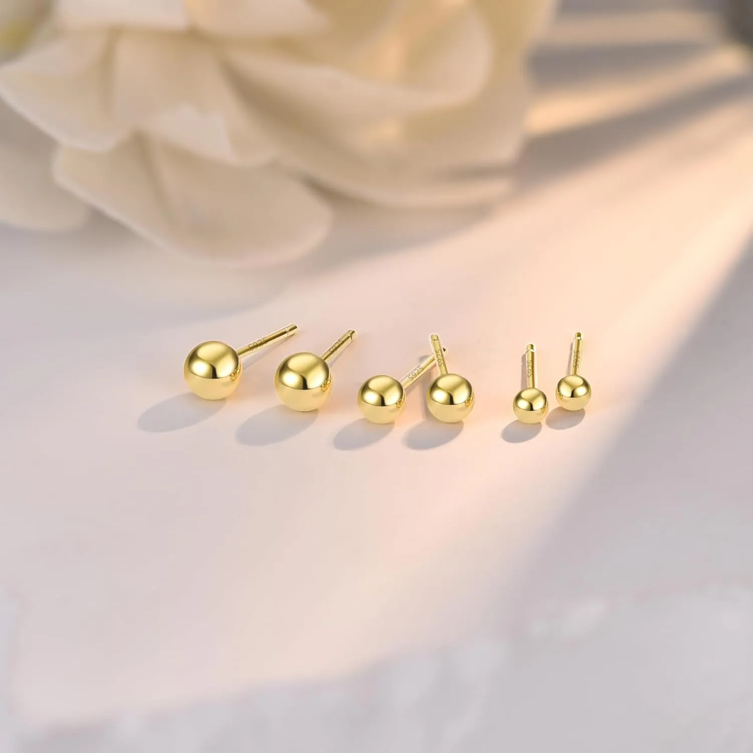 JIAYIQI 925 Sterling Silver Stud Earrings Simple Mini Bar Circle Dot Heart Star Lightning Bolt Stud Earrings 14K Gold Plated Cartilage Earrings Studs for Women Men Hypoallergenic Jewelry