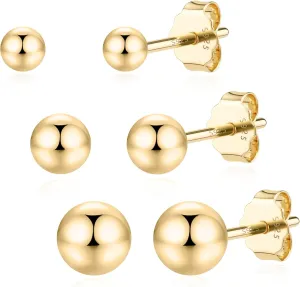 JIAYIQI 925 Sterling Silver Stud Earrings Simple Mini Bar Circle Dot Heart Star Lightning Bolt Stud Earrings 14K Gold Plated Cartilage Earrings Studs for Women Men Hypoallergenic Jewelry