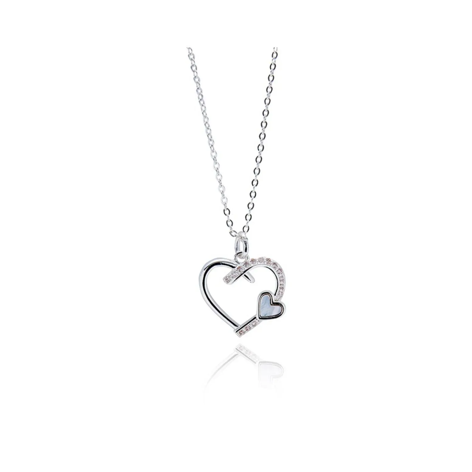 Joe Davies Kiss plated Mother Pearl Heart Necklace
