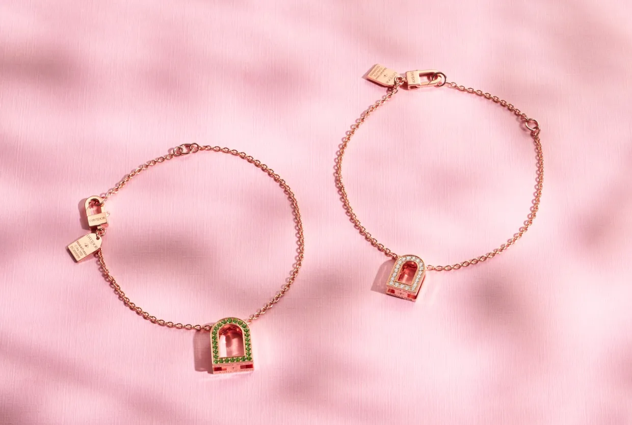L'Arc Voyage Charm PM Chain Bracelet, 18k Rose Gold with Galerie Diamonds