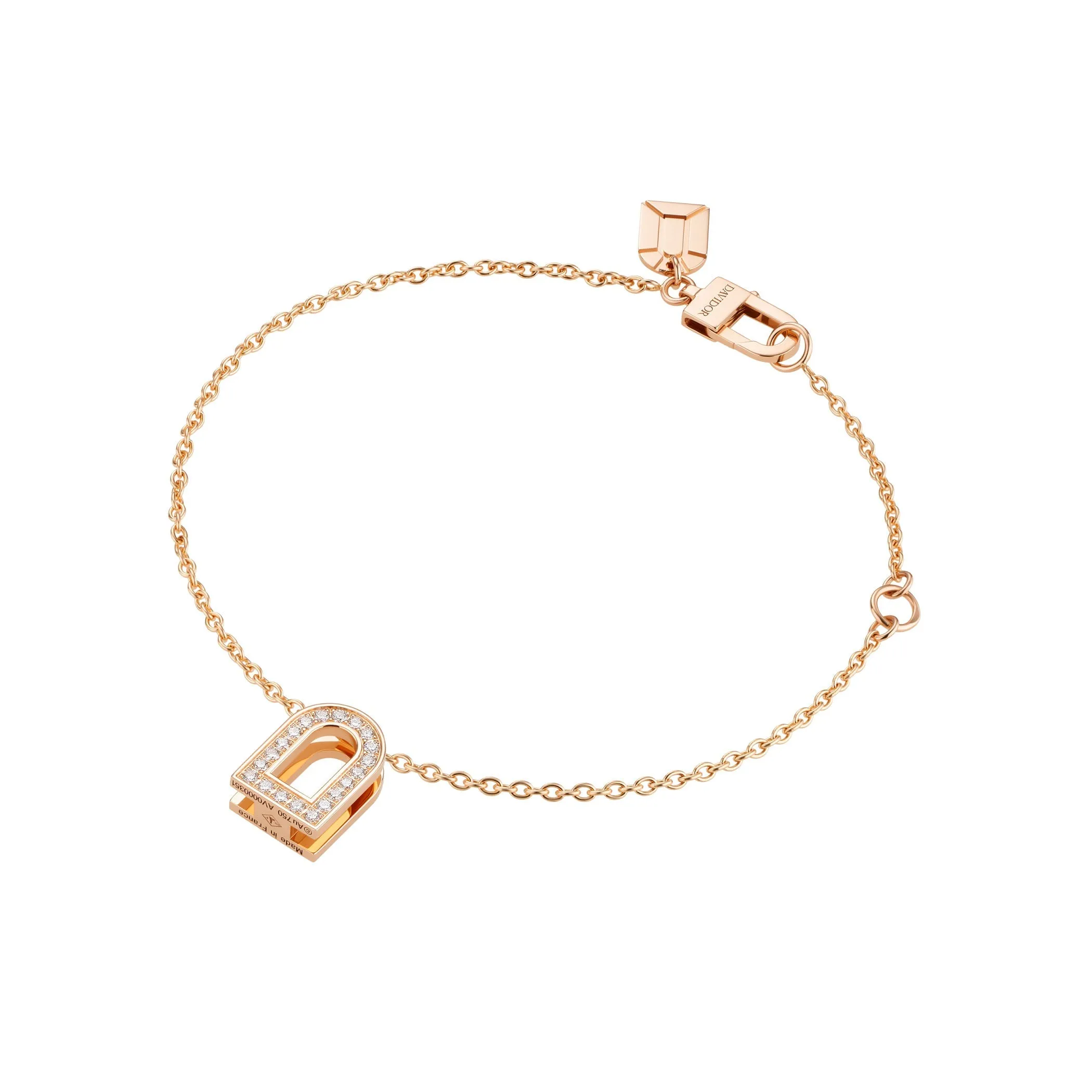 L'Arc Voyage Charm PM Chain Bracelet, 18k Rose Gold with Galerie Diamonds