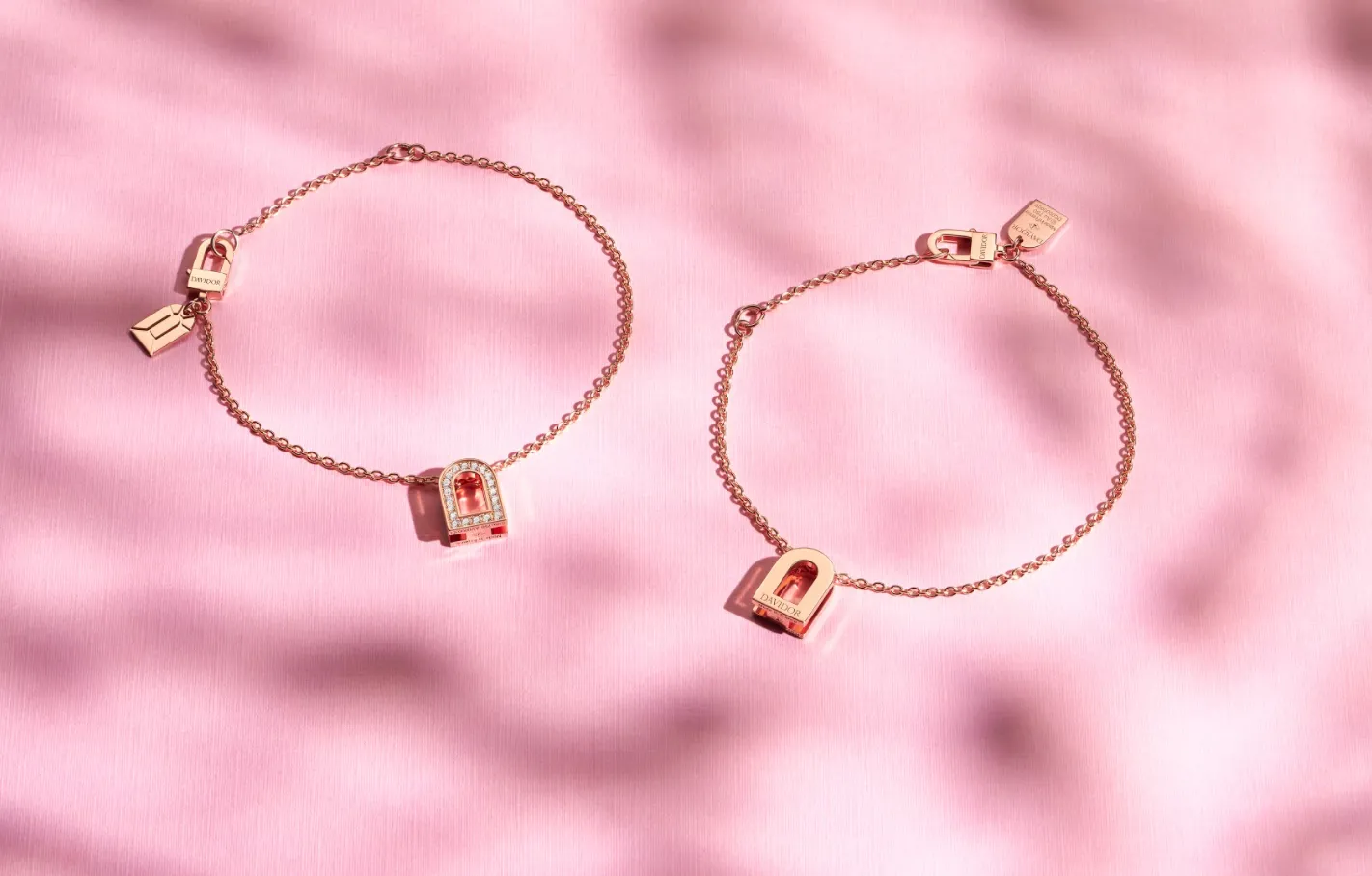 L'Arc Voyage Charm PM Chain Bracelet, 18k Rose Gold with Galerie Diamonds