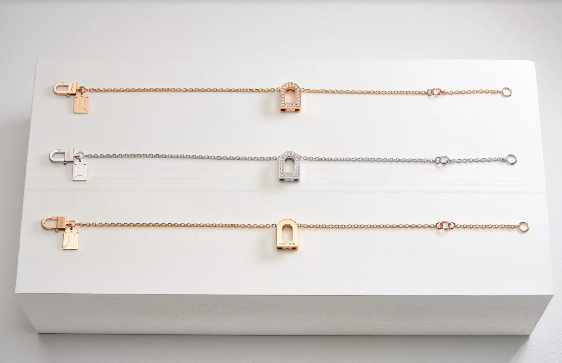 L'Arc Voyage Charm PM Chain Bracelet, 18k Rose Gold with Galerie Diamonds