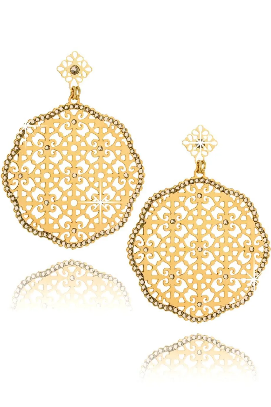 LK DESIGNS LUCIA Gold Round Earrings
