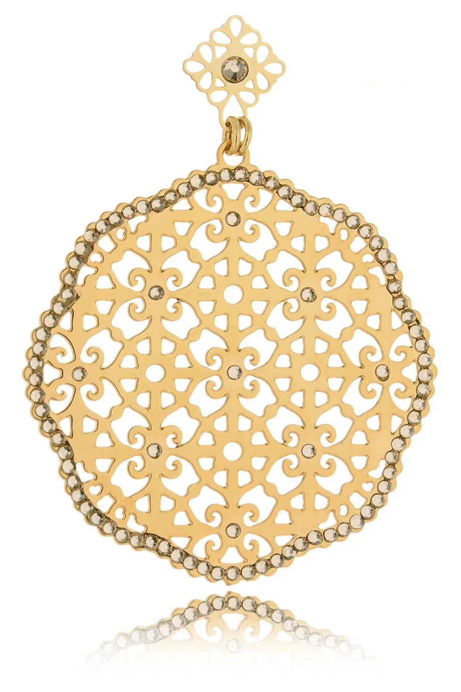 LK DESIGNS LUCIA Gold Round Earrings