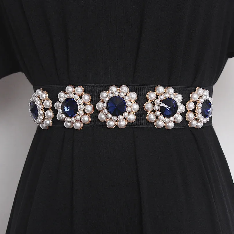 Luxury Rhinestone Pearl Waist Belt - Elegant & Chic