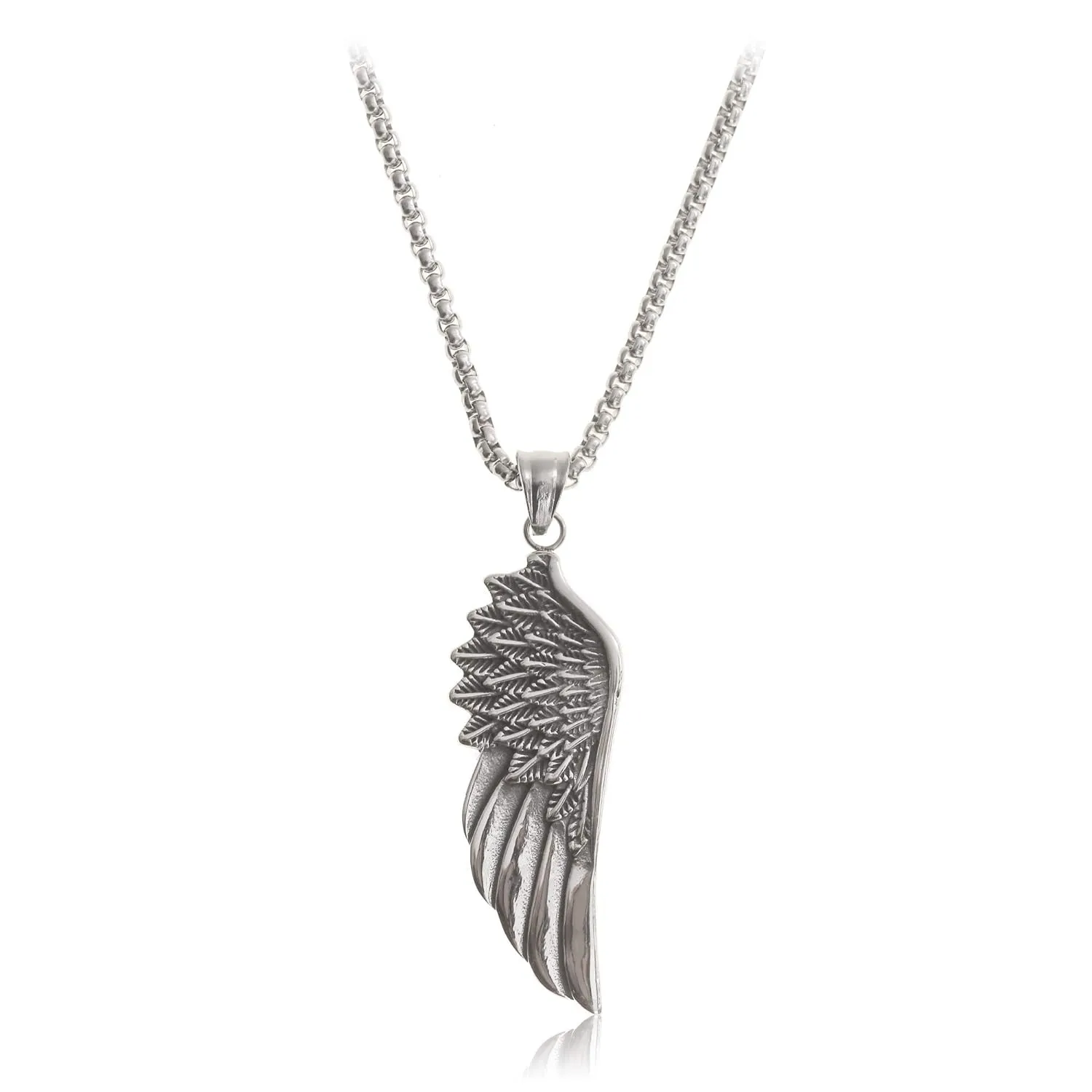 Made by Nami Pendant Necklace for Men 23" Gold & Silver Cuban Link Chain with Pendants for Men High-Quality Stainless Steel Necklace Premium Jewelry Gift for Him (Vikings Wing)