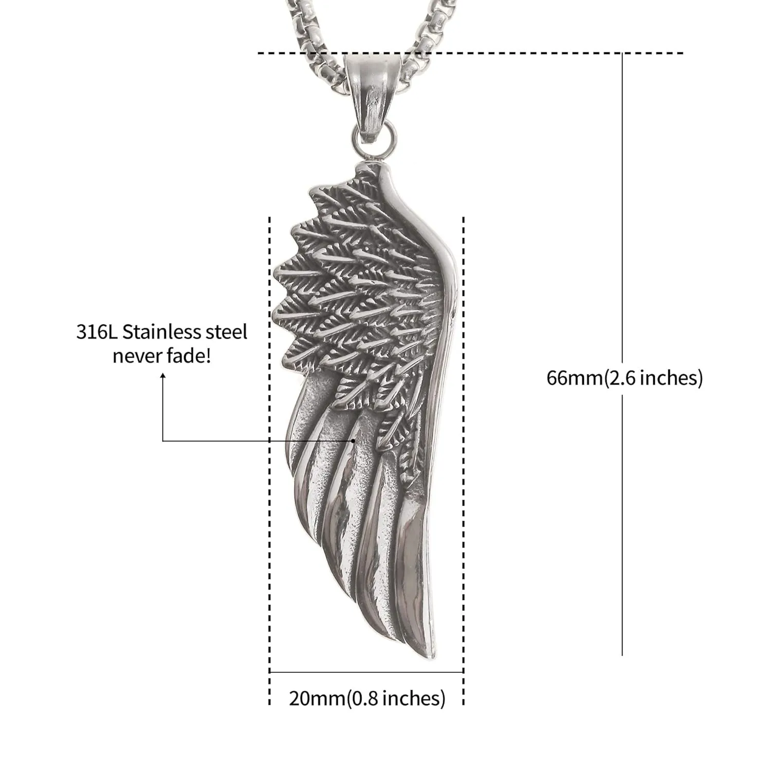 Made by Nami Pendant Necklace for Men 23" Gold & Silver Cuban Link Chain with Pendants for Men High-Quality Stainless Steel Necklace Premium Jewelry Gift for Him (Vikings Wing)