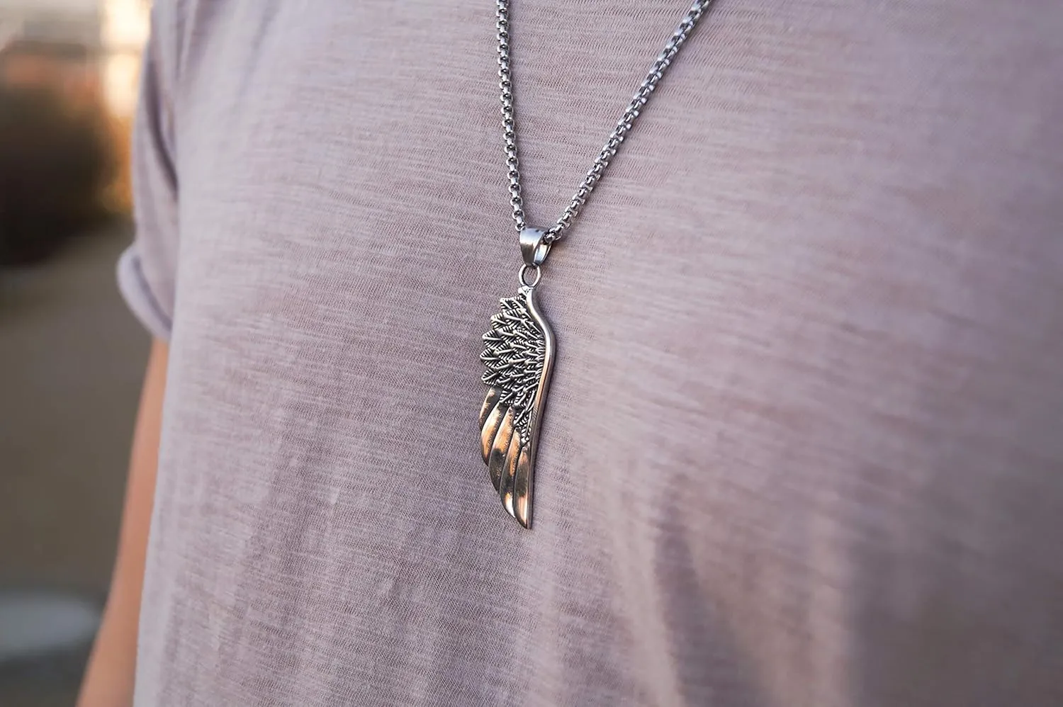 Made by Nami Pendant Necklace for Men 23" Gold & Silver Cuban Link Chain with Pendants for Men High-Quality Stainless Steel Necklace Premium Jewelry Gift for Him (Vikings Wing)