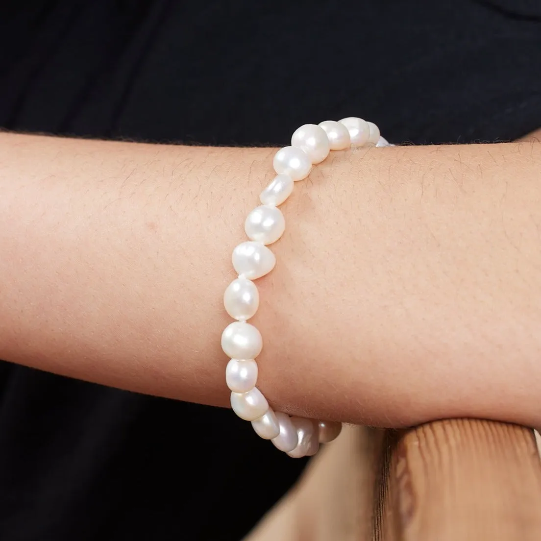 Margarita white freshwater irregular-shaped pearl bracelet