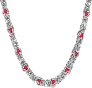 Men's red bead inlaid stainless steel keel necklace trendy versatile necklace 55cm