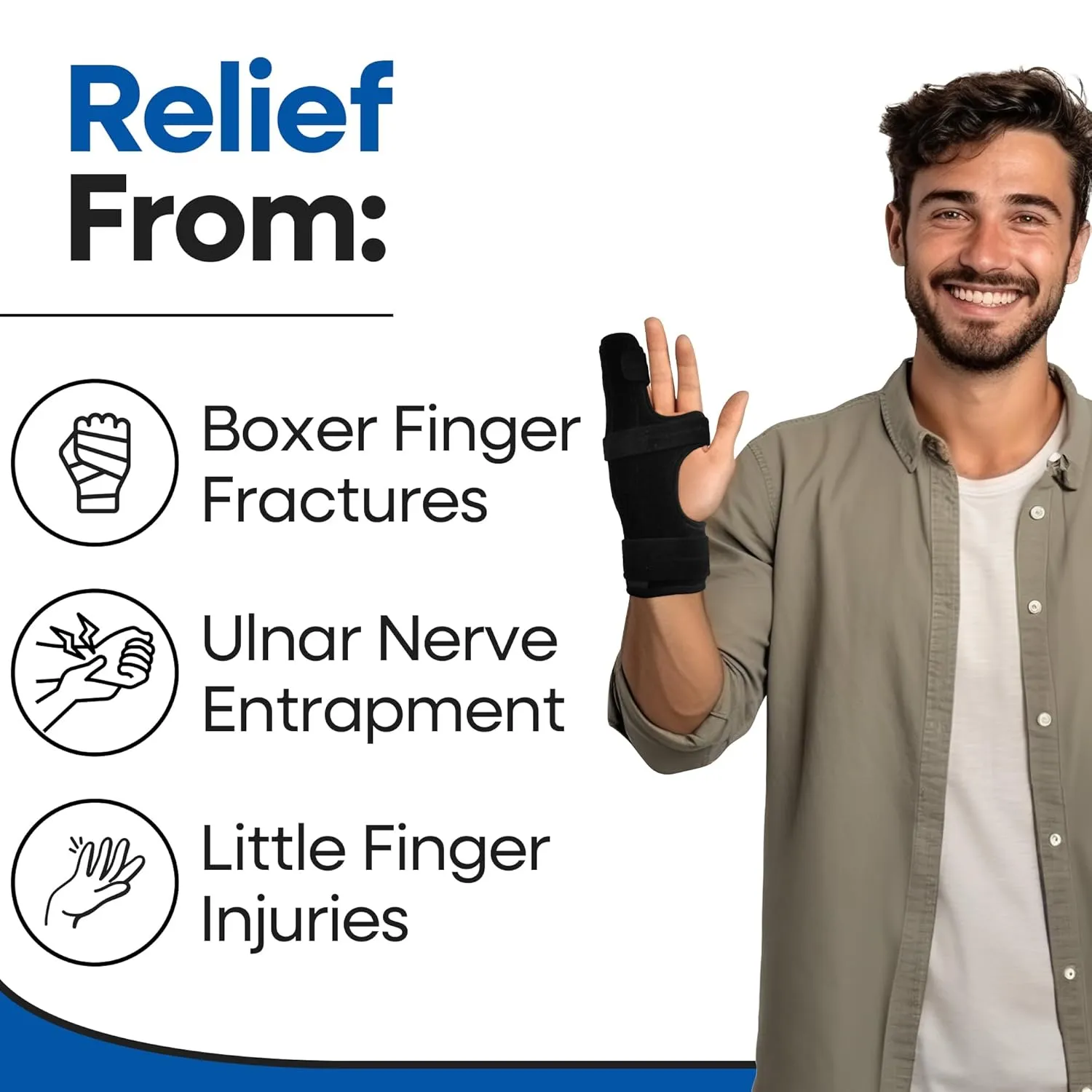 Metacarpal Finger Splint Hand Brace | Pinky Finger Splint For Boxer Fractures, Broken Ring Finger | Little Finger Cast, Trigger Finger Immobilizer Straightener, Ulnar Gutter Splint Support | RIGHT EXTRA SMALL