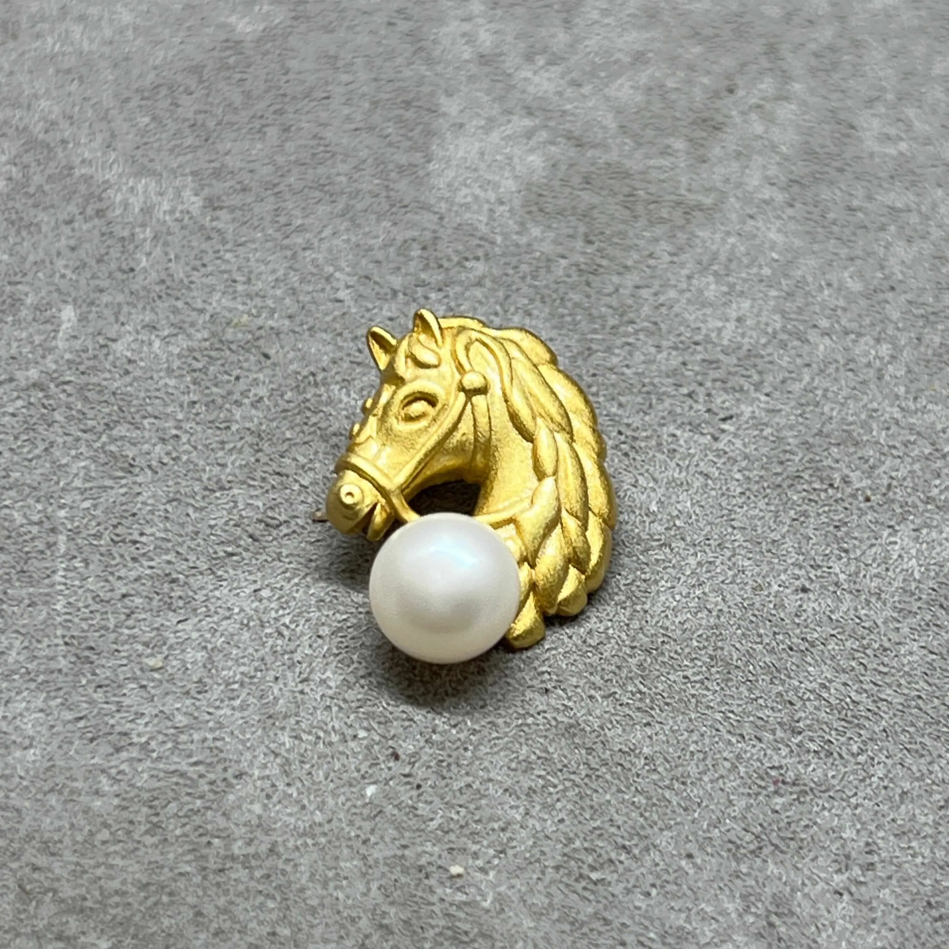 Miniature Horse Head Sterling Silver & Gilt Brooch