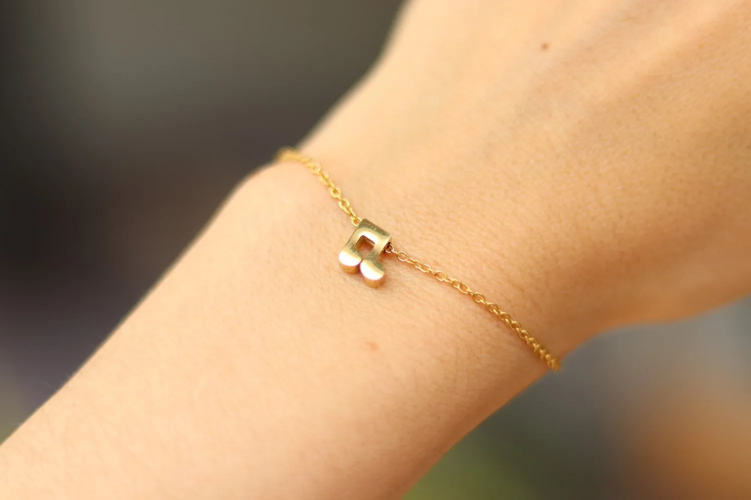 Music note bracelet, gold tone chain bracelet, tiny music note charm bracelet, festival jewelry