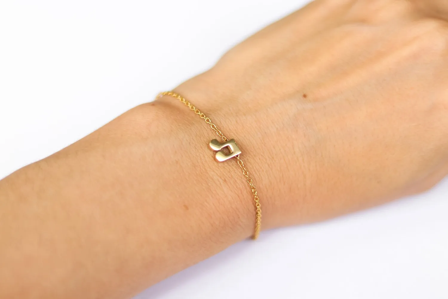 Music note bracelet, gold tone chain bracelet, tiny music note charm bracelet, festival jewelry