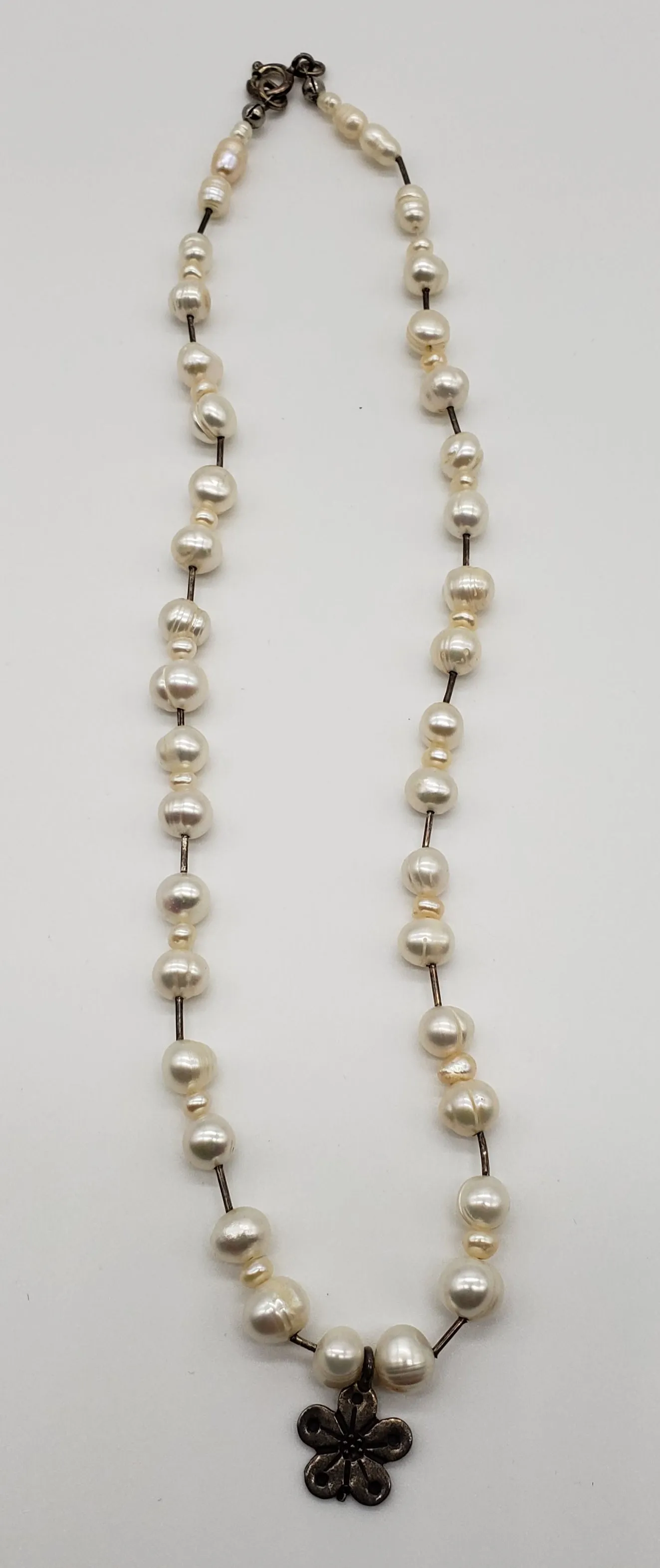 Natural Pearl Studded Floral Necklace, one of a kind
