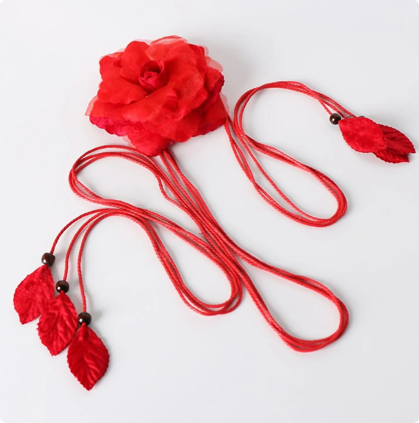 NIDMIDO Women Braided Waist Belt Bohemian Woven Waist Rope Flower Tassels Waist Accessories for Dress