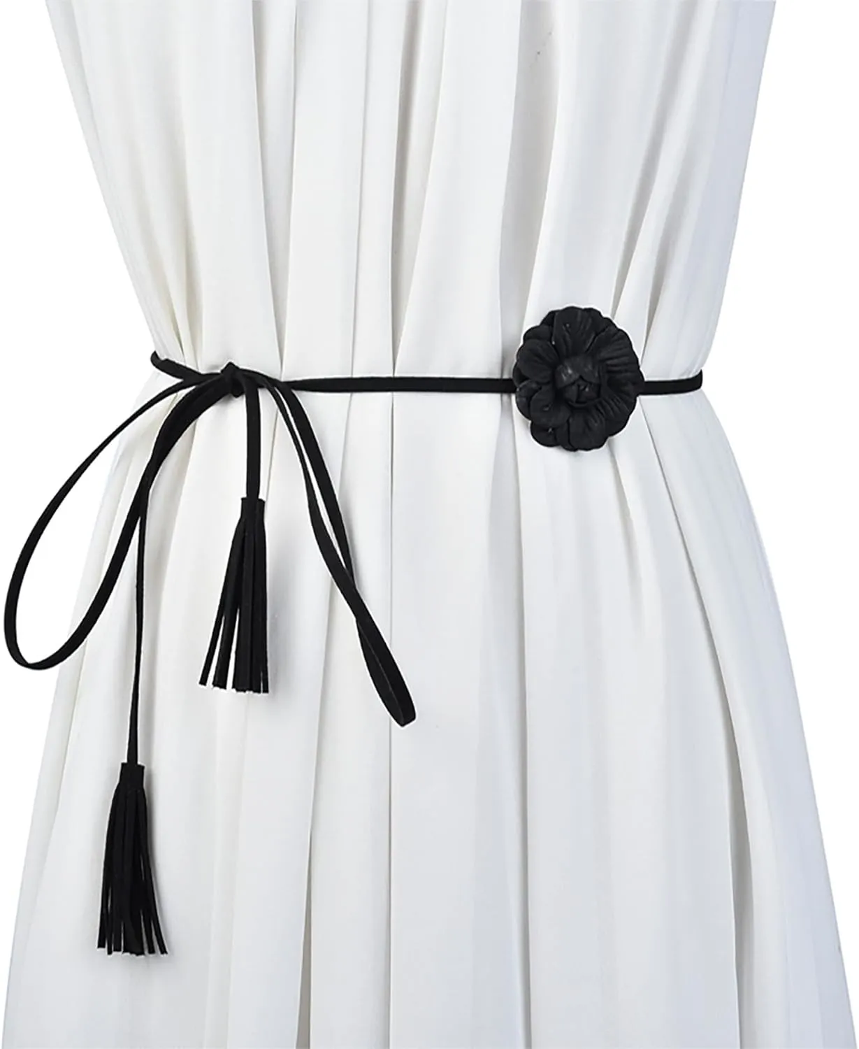 NIDMIDO Women Braided Waist Belt Bohemian Woven Waist Rope Flower Tassels Waist Accessories for Dress