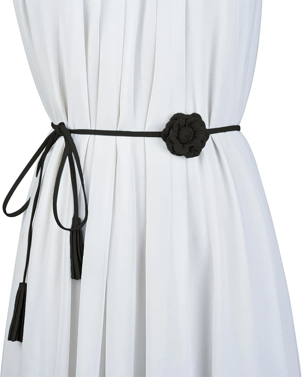 NIDMIDO Women Braided Waist Belt Bohemian Woven Waist Rope Flower Tassels Waist Accessories for Dress
