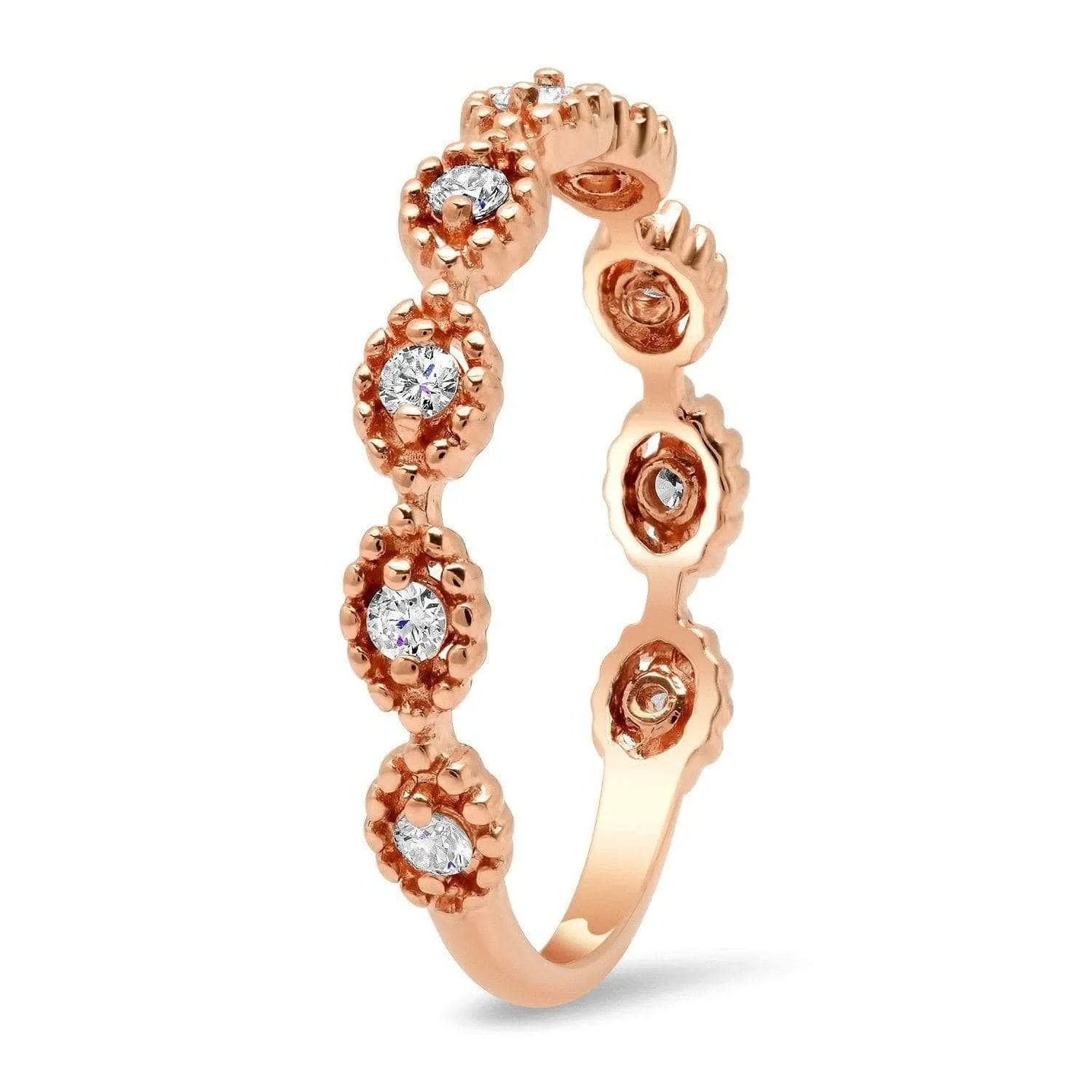 Nine Stone Round Diamond Stacking Wedding Ring